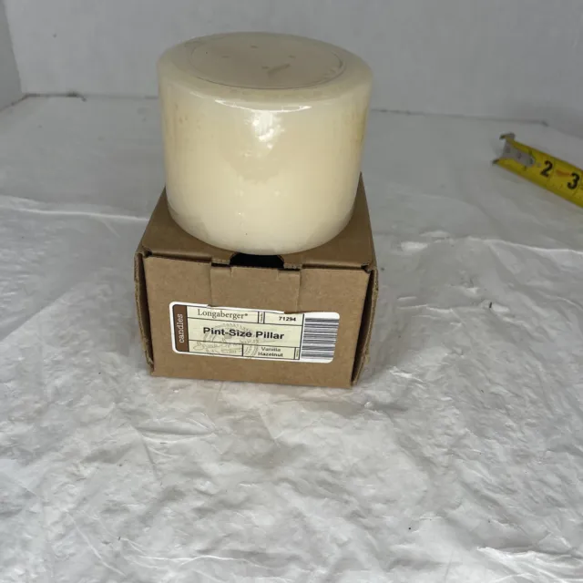 Longaberger Vanilla Hazelnut Pint Size Scented Pillar Candle ~ New In Box 71294