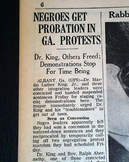 MARTIN LUTHER KING Jr. Albany Prayer Rally Jail Release 1962