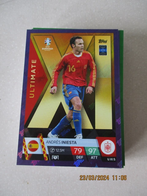 TOPPS MATCH ATTAX UEFA Euro 2024 U XI 5 Andres Iniesta Espagne Violet Parallèle EUR 3,56