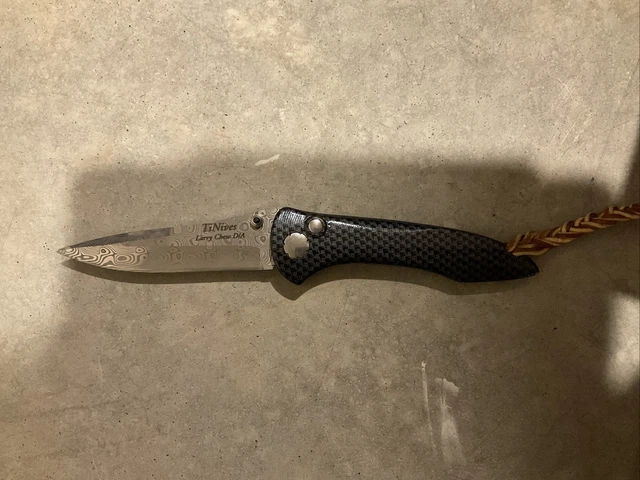 Larry Chew Damascus Steel Knife With Carbon Fiber Handle
