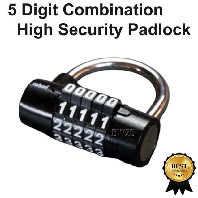 5 Digit Combination Padlock Heavy Duty Lock Zinc Alloy Body