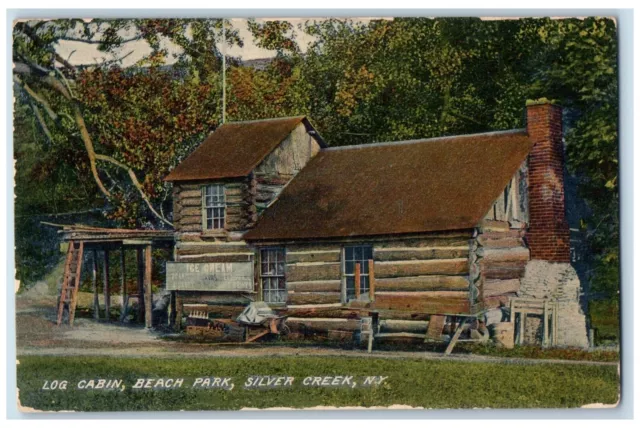 1911 Log Cabin Beach Park Silver Creek New York NY Posted Antique Postcard