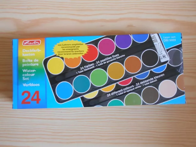 Deckfarbenkasten von herlitz - 24 Farben (DIN 5023)