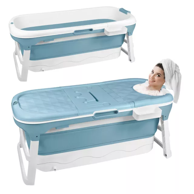 Bañera de viaje móvil plegable adulto bañera con cubierta 148x60x53 cm