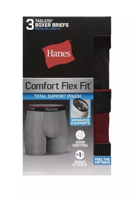 Hanes Men's Ultimate Comfort Flex Fit Total Support Pouch Boxer Briefs 3-Pack