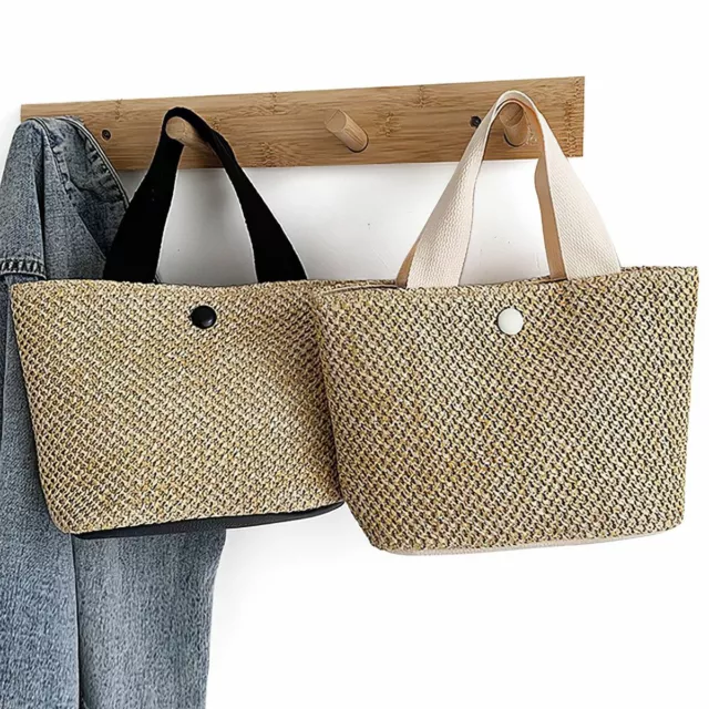Womens Wicker Handbag Bags Tote Beach Straw Woven Summer Rattan Basket Bag