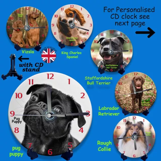 Dog & personalized CD clock select an image or personalized option bespoke gift