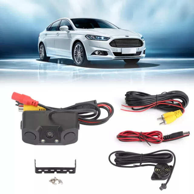 3in1 170° Car Reverse Rear View Camera with Backup Radar Parking Sensor UK