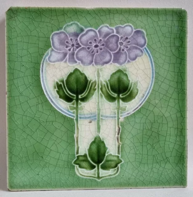 Suffragette Era Reclaimed Antique Art Nouveau Fireplace Tile by Boote