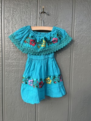 Mexican campesino Embroidered Baby Girl's Dress Size  1 (12-18 months) Fiesta