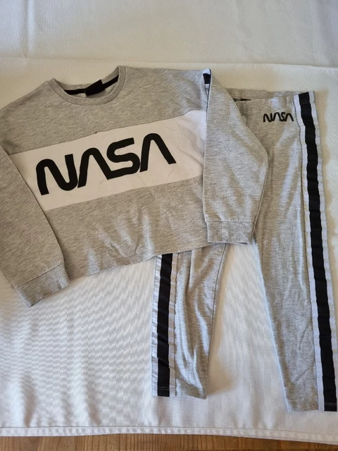 Grey, long sleeved cropped top & leggings set age 7-8 yrs by George
