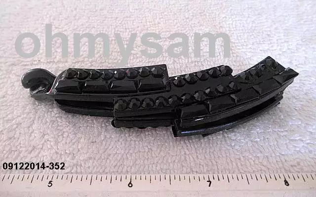 1 New Black Color Plastic Banana Hair Clip/Comb / 3 1/2 " / Black Color Stone