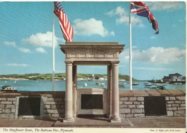 Devon Postcard - The Mayflower Stone - The Barbican Pier - Plymouth - Ref TZ2336