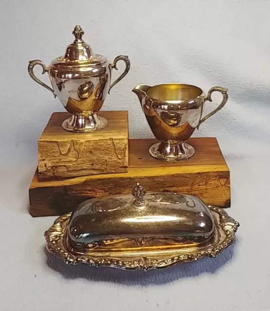 My Estate Sale! Silver Plated Butter Dish-Roger's & Br 2304 Creamer & 2303 Sugar