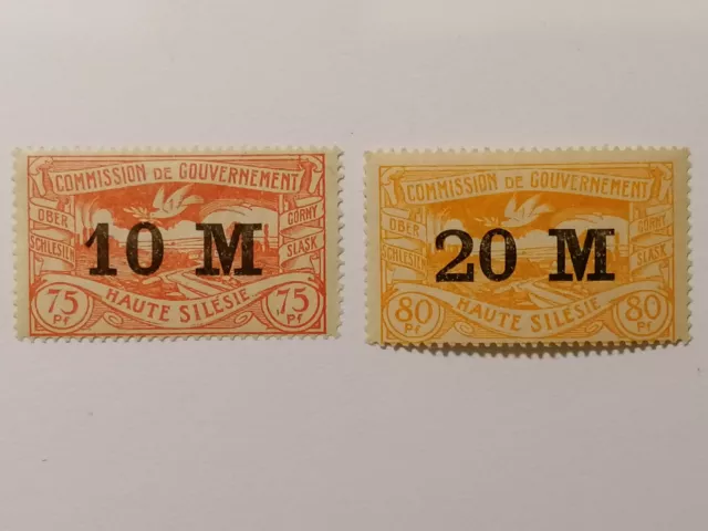 2 Briefmarken Oberschlesien Freimarken 1922 ? Michel 41 - 43 ? postfrisch (A173)