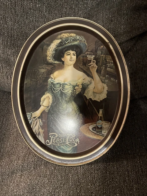Pepsi Cola Vintage Metal Tin Oval Tray - Gibson Girl - 14.5" X 11.5"