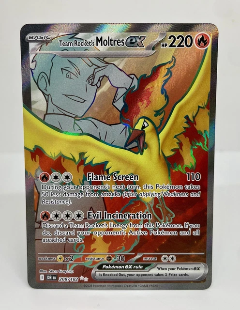 POKÉMON TCG TEAM Rockets Moltres EX Destined Rivals 208/182 quasi nuovo ...