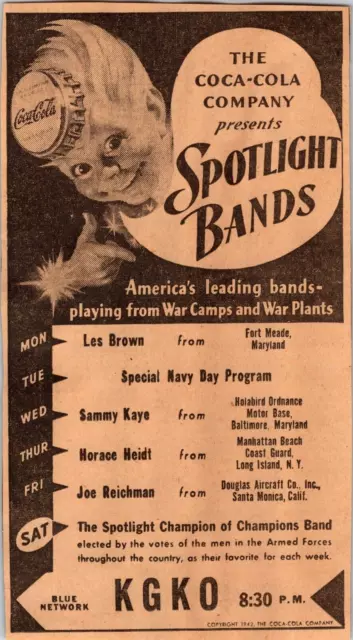 Coca Cola Spotlight Bands Les Brown Fort Worth Tx Print Advertisement Ad Vintage