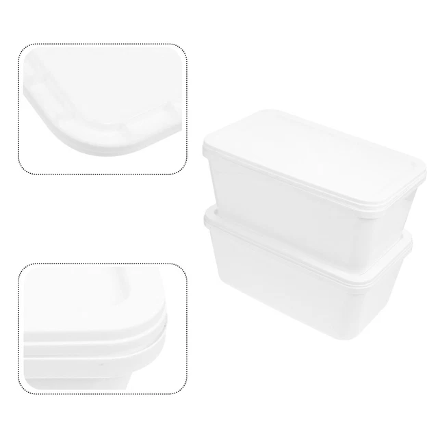 2 piezas Caja de hielo Pp Contenedor con tapa Contenedor de almuerzo White
