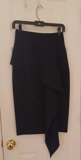 Milly Cady Cascade Midi Skirt Black Nwt Size 2