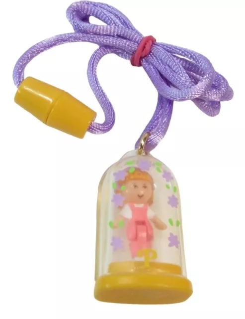 Polly Pocket 1990 Midge in Necklace Pendant Yellow Clasp & Base/Lavender Cord