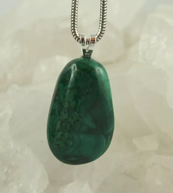 Malachite Pendentif Pierre Polie À 925er Silvereyelet de Précieuse a3