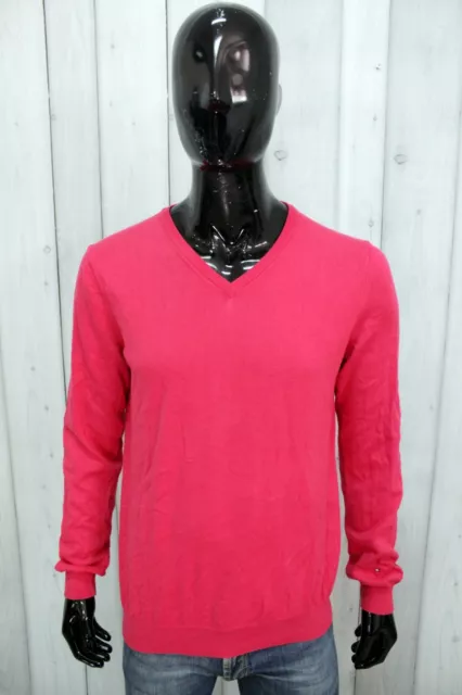 Maglione Tommy Hilfiger Uomo Taglia L Rosa Cotone Sweater Pullover Maglia Logo