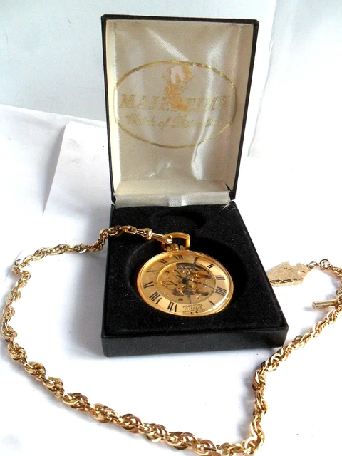 Orologio Da Taschino Meccanico Automatico – Cassa Scheletrata, Quadrante Bianco, Catena Inclusa
