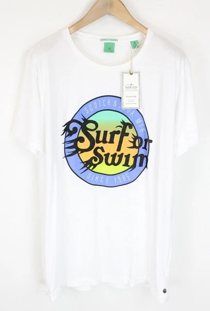 Scotch & Soda Ams Couture 2XL Uomo T-Shirt Puro Cotone Manica Corta Bianco