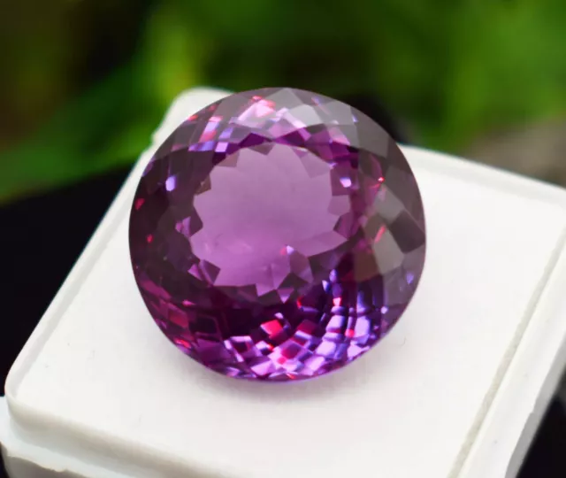 28.50 CT Naturel Beau Améthyste Violet Coupe Ronde Certifié Desseré Gemme