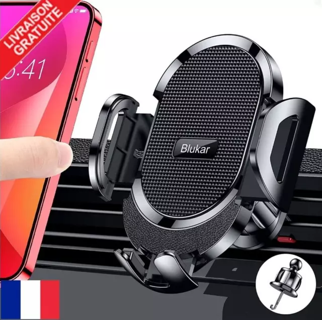 Support Téléphone Voiture Blukar Support À Grille D'Aération Porte Stable Clip