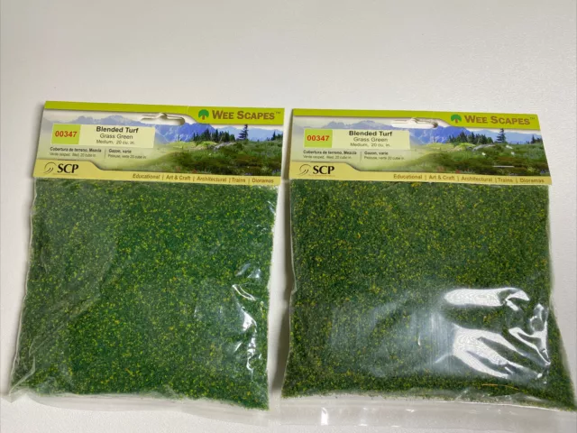 SCP Wee Scapes Blended Turf Green Grass 20 cubic inches Lot of 2 Bags NEW 00347