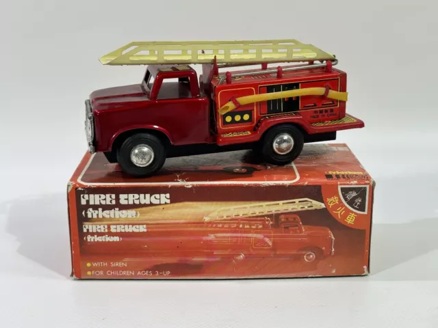 Vintage Fire Truck Blechspielzeug Feuerwehr-LF Friktionsabtrieb MF 163 Q181