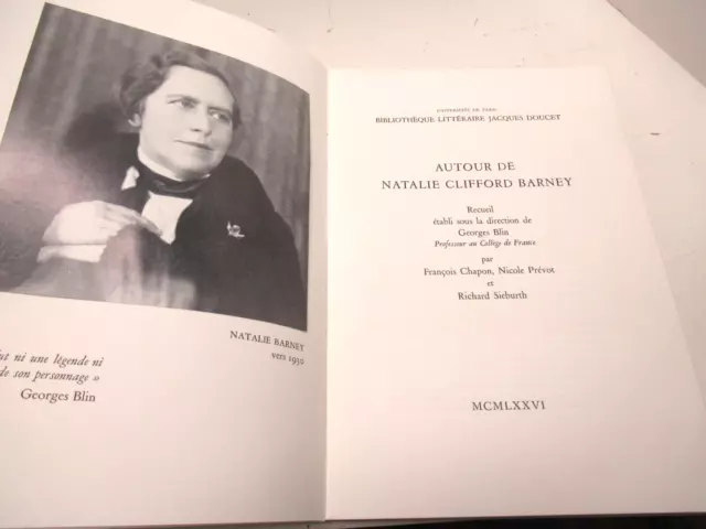 FRANCOIS CHAPON AUTOUR DE NATALIE CLIFFORD-BARNEY 1976 Illustré Signé DOUCET