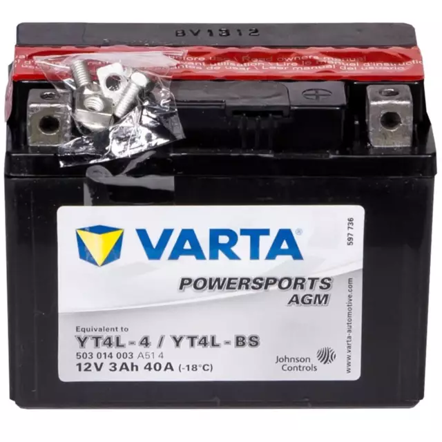 Varta YT4L-BS Motorradbatterie AGM 12V 3Ah YTX4L-BS Batterie CT4L-BS Roller Quad