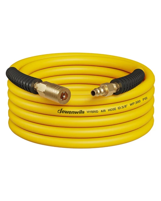 DEWENWILS 3/8 Inch x 25FT Air Hose 300 PSI Heavy Duty Air Compressor Hose Yellow