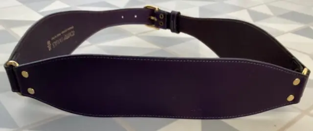 "Cintura anteriore piatta vintage anni '80 Country Casuals viola intenso in pelle ampia forma 32"""