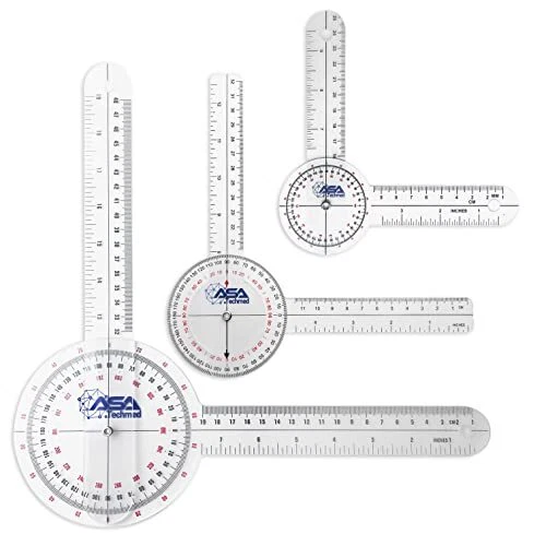 ASA TECHMED 3 Pcs Goniometer Set 12 8 6 Inch Medical Spinal Goniometer Angle