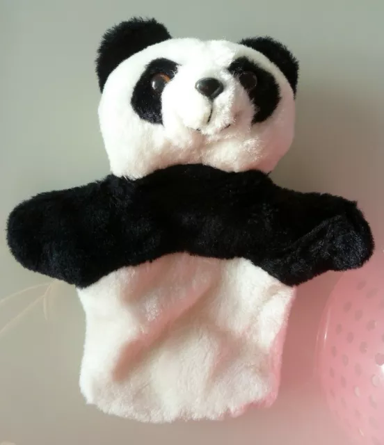 C7- Peluche Doudou Plat Marionnette Panda Noir Blanc Yeux Nez Plastique - Ttbe