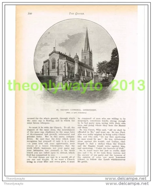 ST COLUMBS CATHEDRAL, LONDONDERRY, NI, THE QUIVER, Book Illustration, c1897