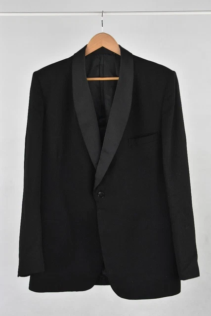 Giacca da cena da uomo Hawkes & Co Ltd Savile Row vintage nera su misura 42" petto