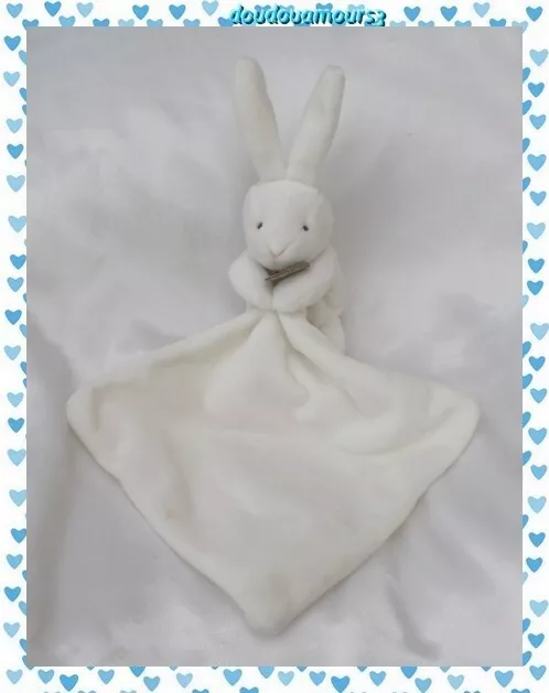 Doudou Peluche Lapin Assis  Blanc Avec Mouchoir Doudou Et Compagnie