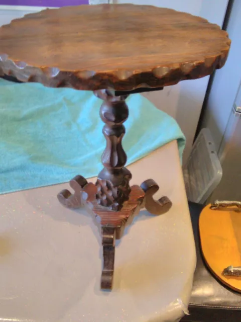 Wood Hand Carved  Small Tripod Table