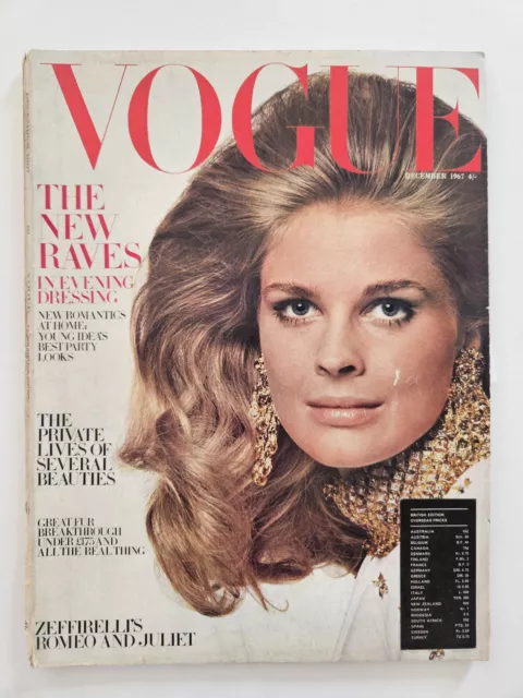 Magazine mode fashion VOGUE UK december 1967 Candice Bergen with 2 missing pages