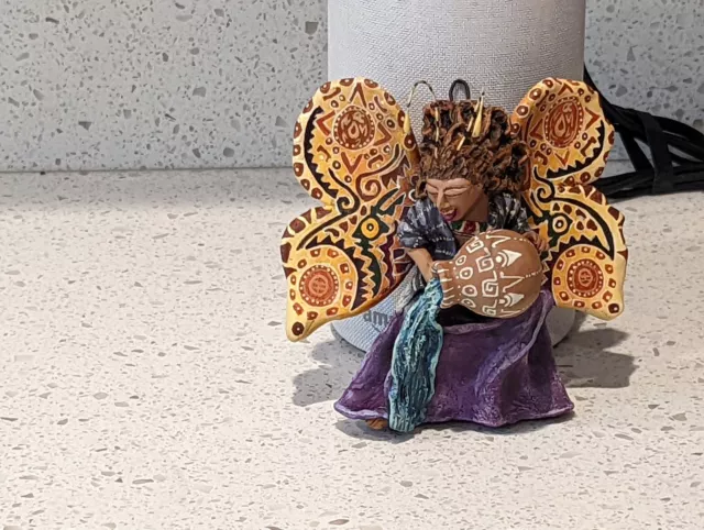 Angel Christmas Ornament, Handmade Butterfly Wall Decor from Oaxaca, Whimsical