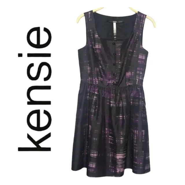 Kensie Black & Purple Women's A-line Dress - Size Medium