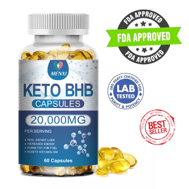 Keto BHB Capsules For Weight Loss Burn Fat Detox Keto Diet 20000MG 60 Capsules