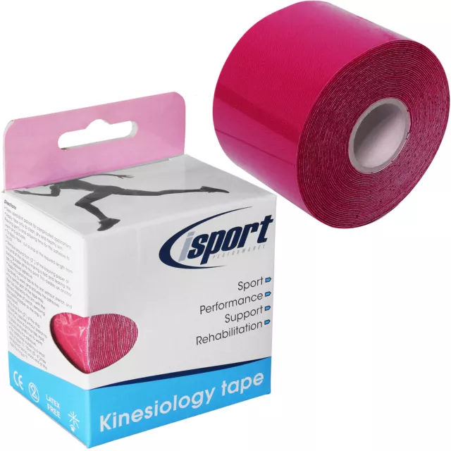 Isport 5m Cinta de Quinesiología - Rosa Fisio Cuerpo Soporte Muscular Elástica