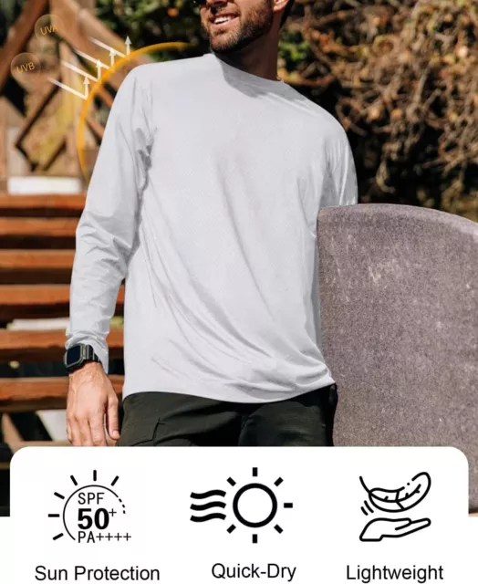 MEN'S UPF 50+ Long Sleeve Tee Shirts UV Sun Protection Quick Dry Tee ...