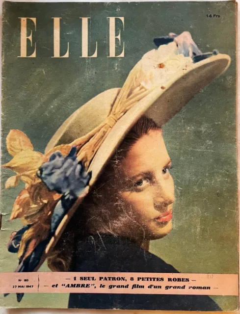 ELLE n° 80 du 27 Mai 1947 ancienne revue de Mode Couture pour Femme